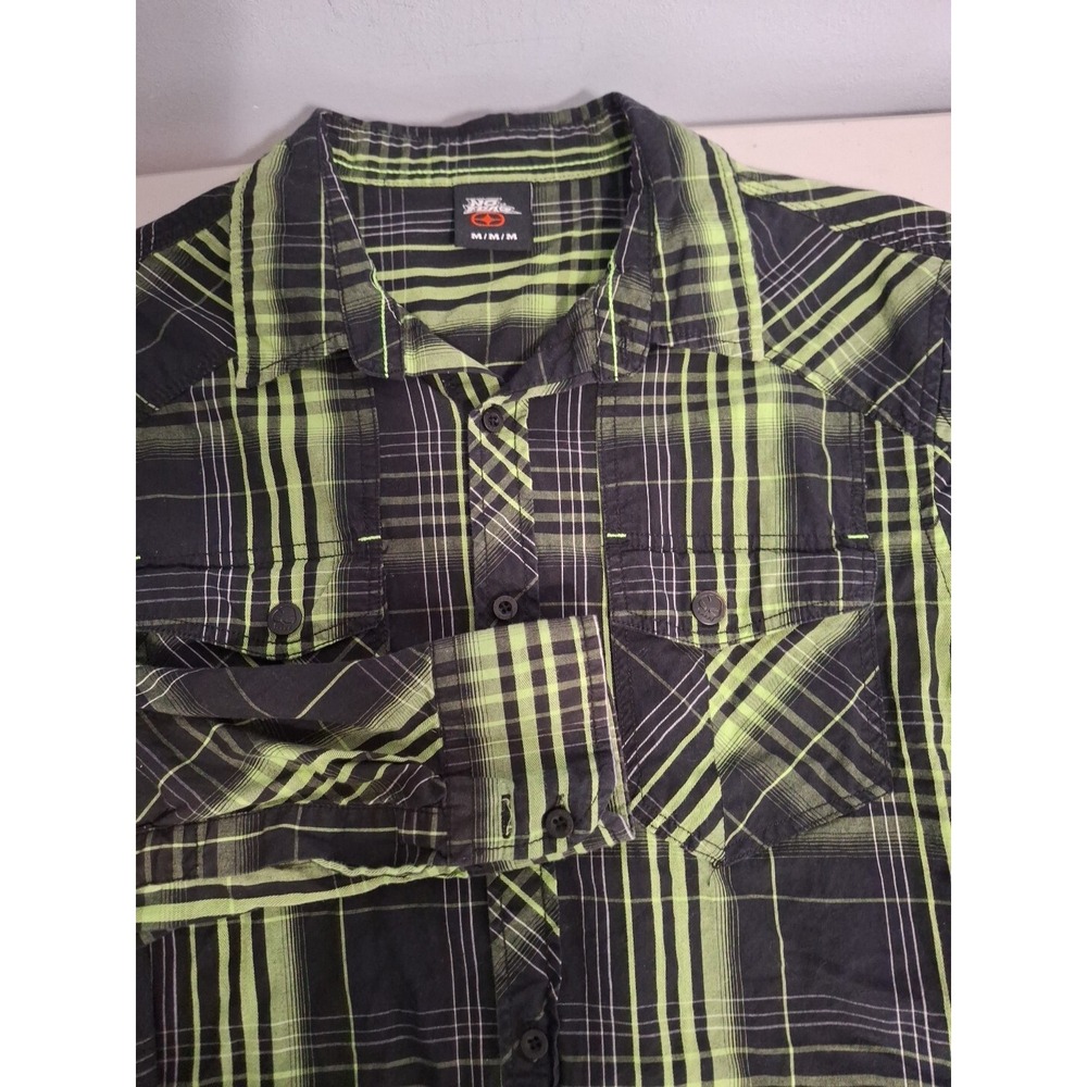 No Fear Men's  Size Medium M Long Sleeve Plaid Button Up‎ Shirt